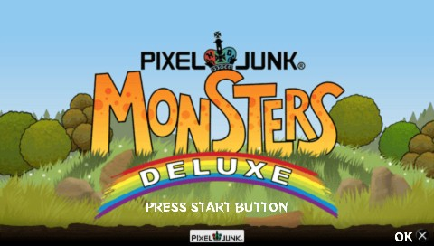 Pixel Junk Monsters Deluxe title screen for PSP